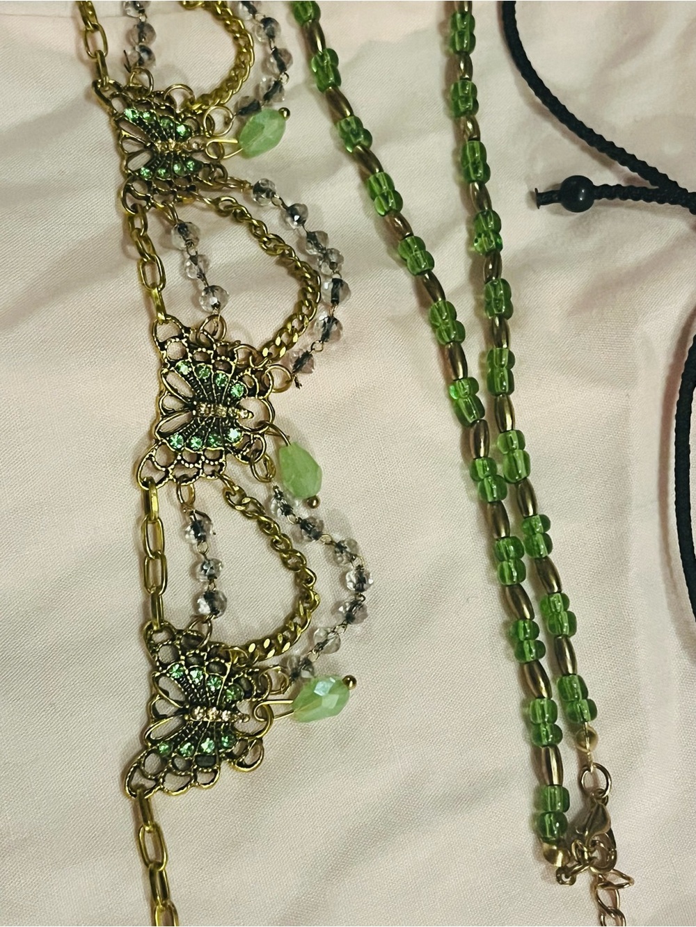 4 PC Green Butterfly & Floral Pendant Necklace Set with Gold-Tone Accents - Picture 2 of 6